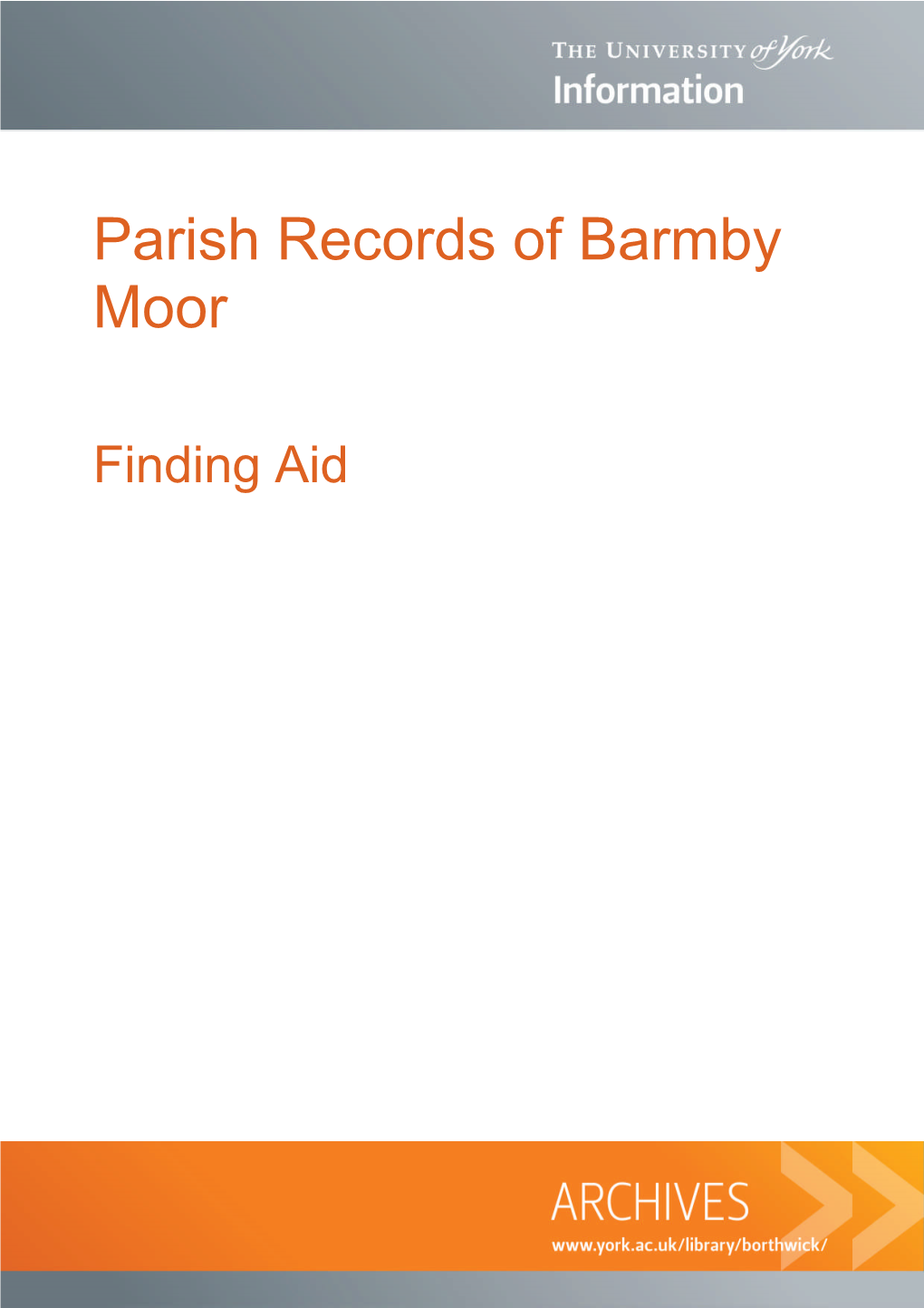 Parish Records of Barmby Moor