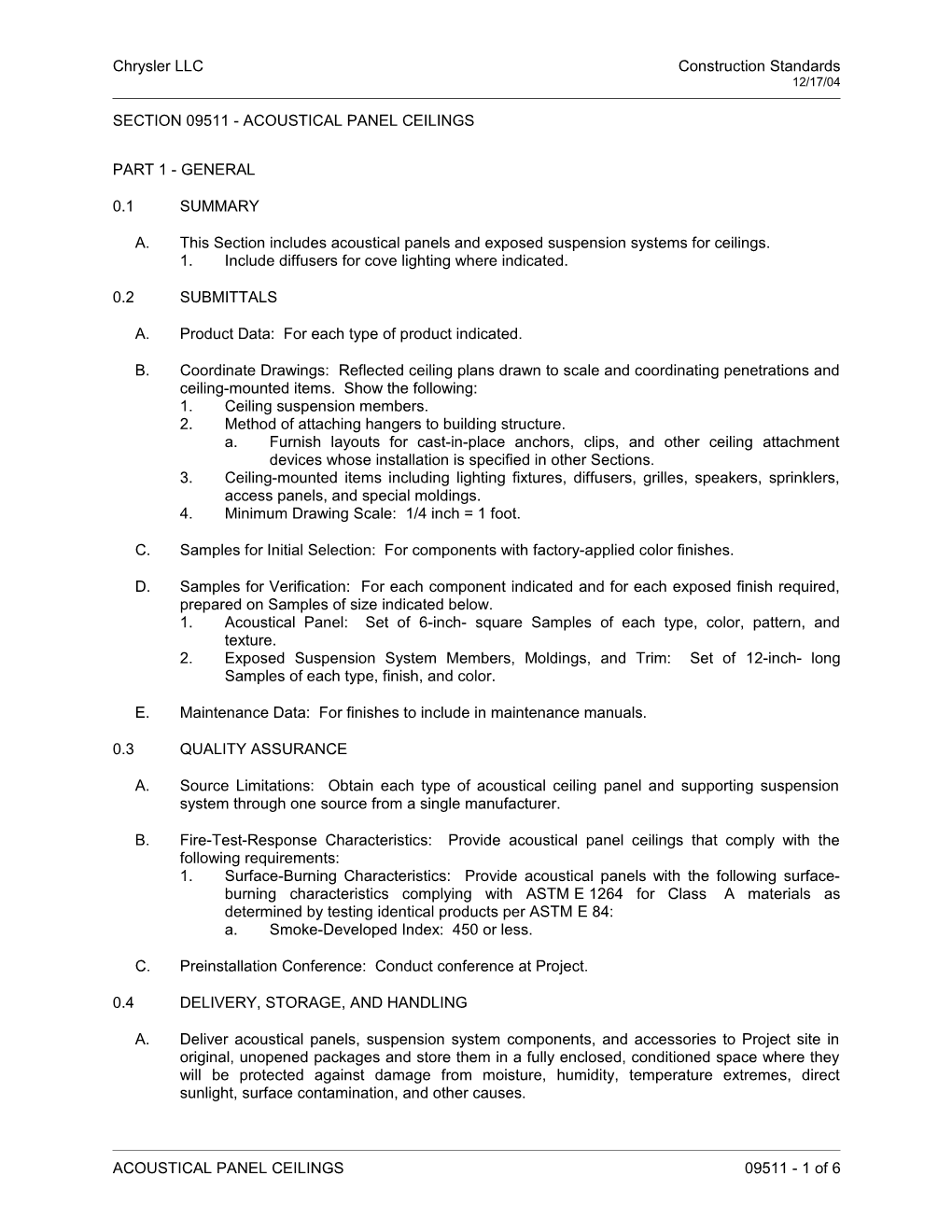 Chrysler LLC Construction Standards s1