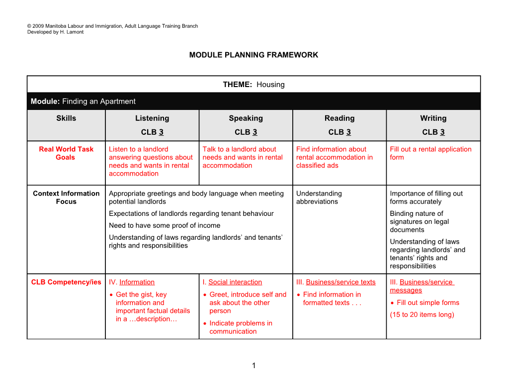 Module Planning Framework