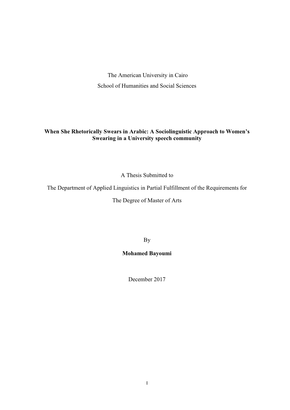 When She Rhetorically Swears in Arabic: a Sociolinguistic Approach to Women’S Swearing in a University Speech Community