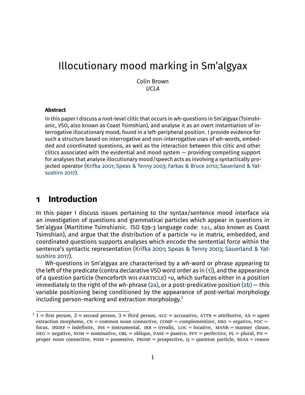 Illocutionary Mood Marking in Sm'algyax