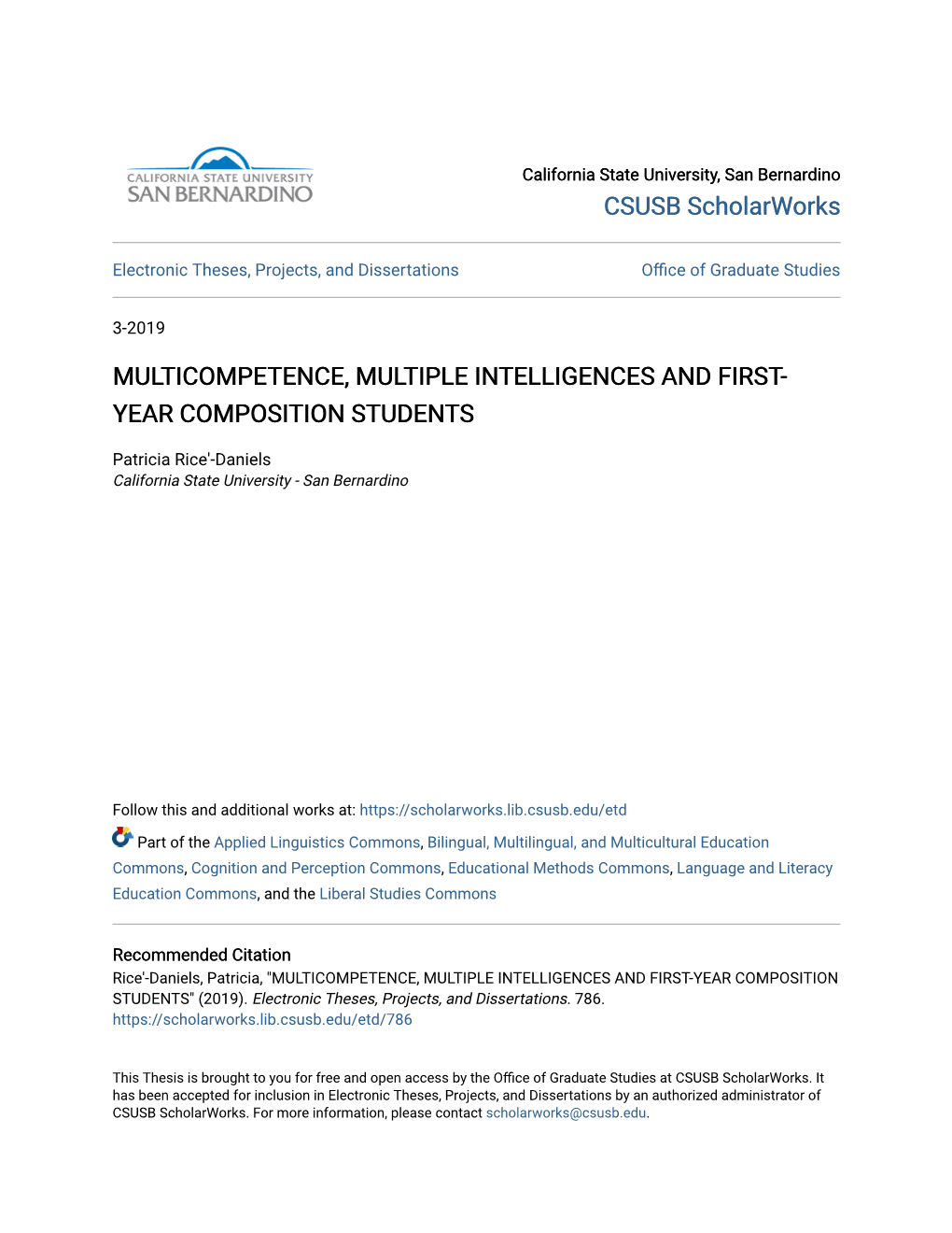 Multicompetence, Multiple Intelligences and First-Year Composition Students