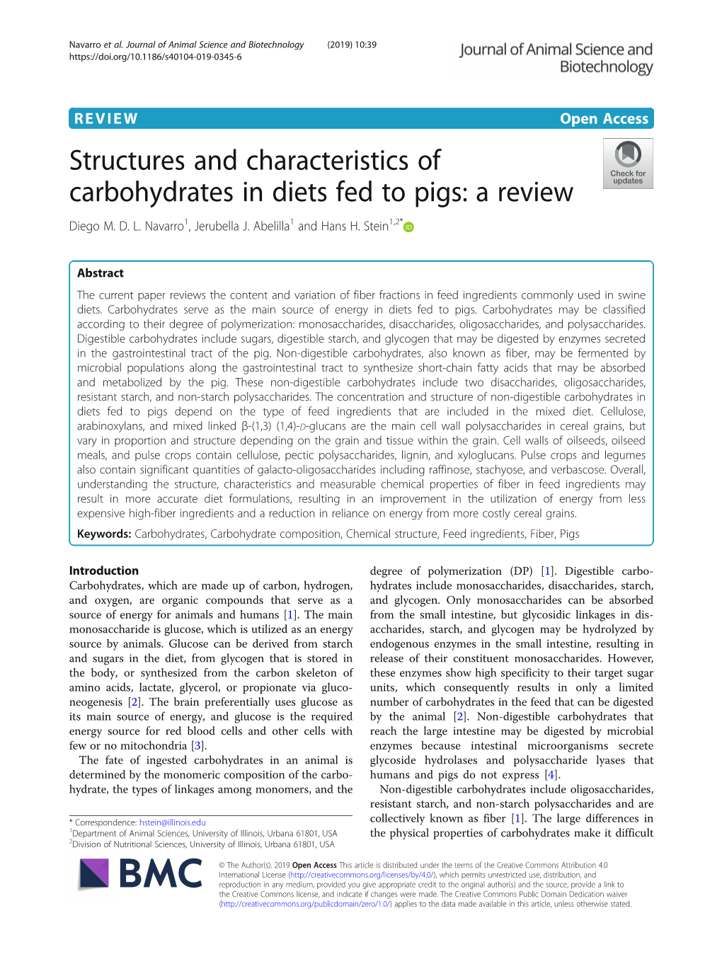 Structures and Characteristics of Carbohydrates in Diets Fed to Pigs: a Review Diego M