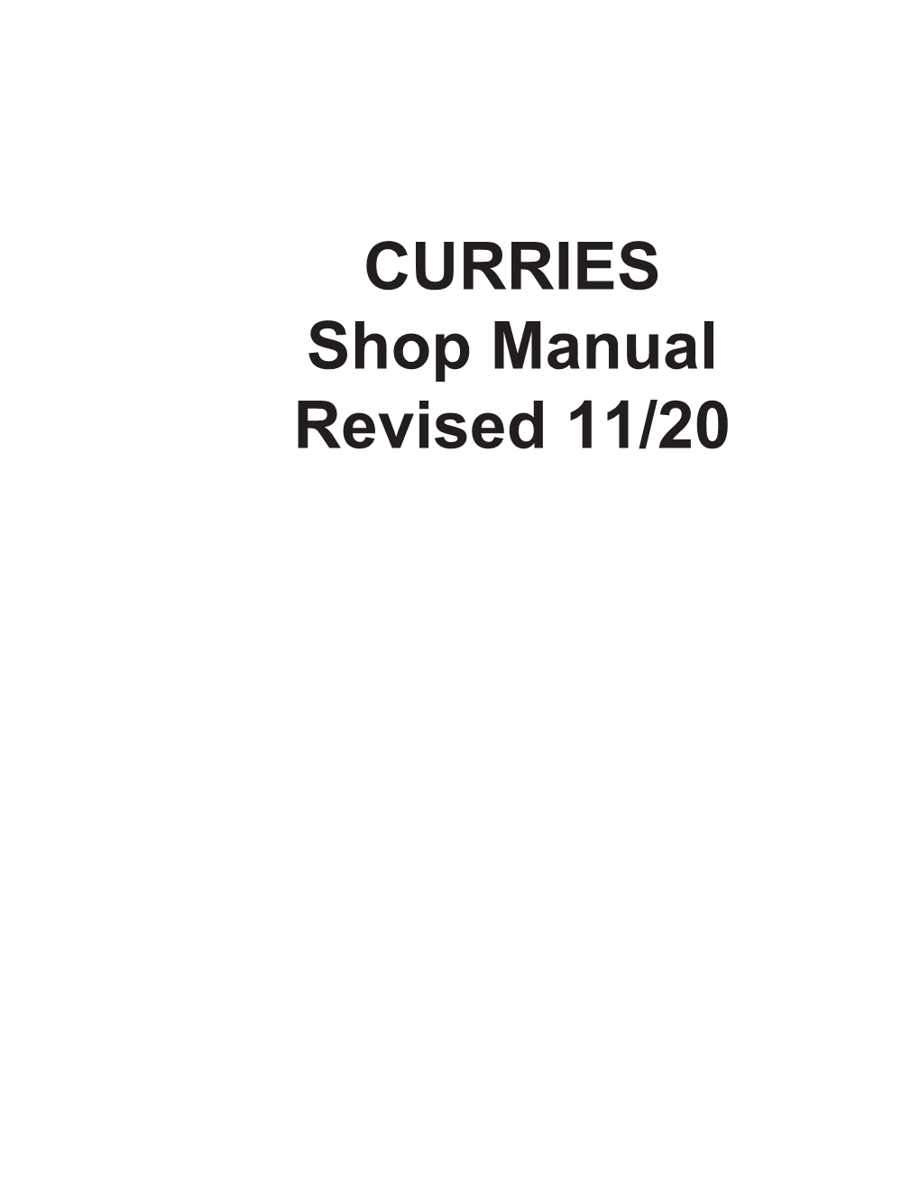 CURRIES Shop Manual Revised 11/20