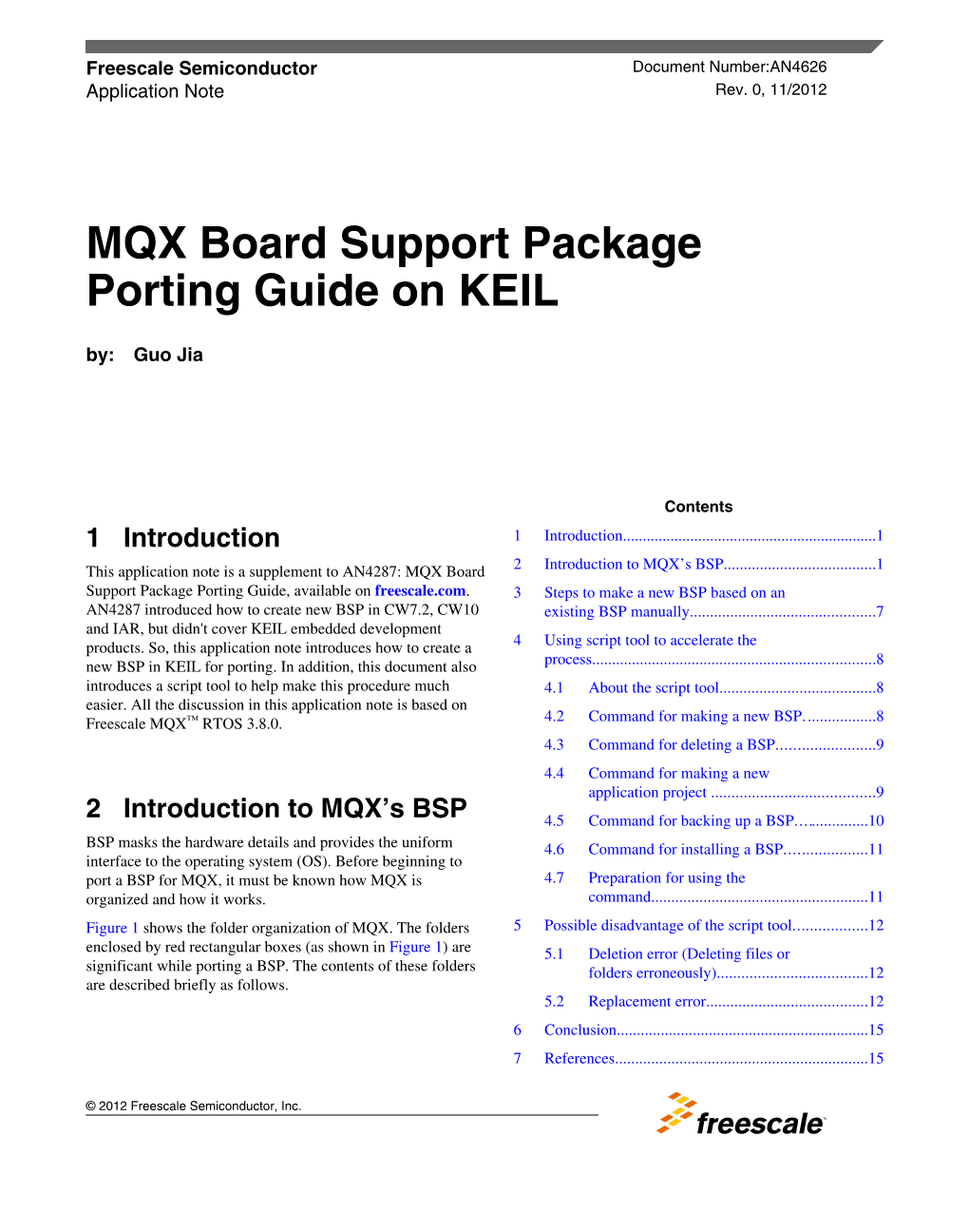 MQX Board Support Package Porting Guide on KEIL By: Guo Jia