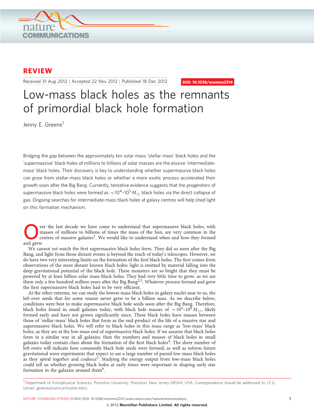 Low-Mass Black Holes As the Remnants of Primordial Black Hole Formation