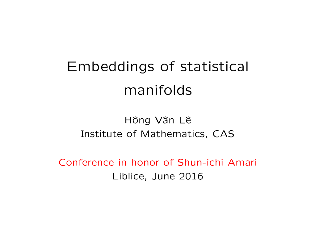 Embeddings of Statistical Manifolds