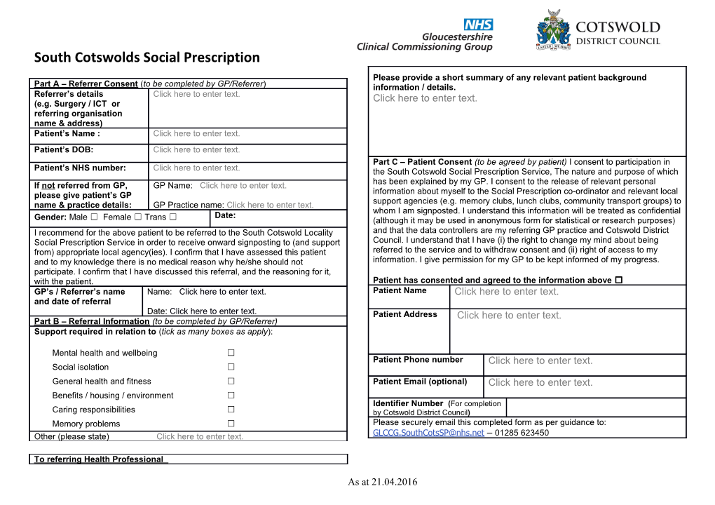 South Cotswolds Social Prescription