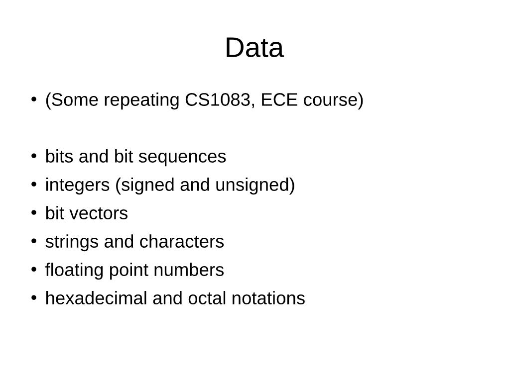 Bits and Bit Sequences Integers