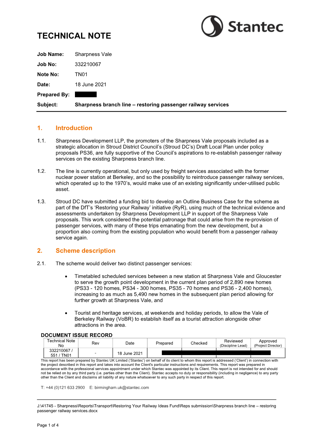 Sharpness Branch Line Technical Note