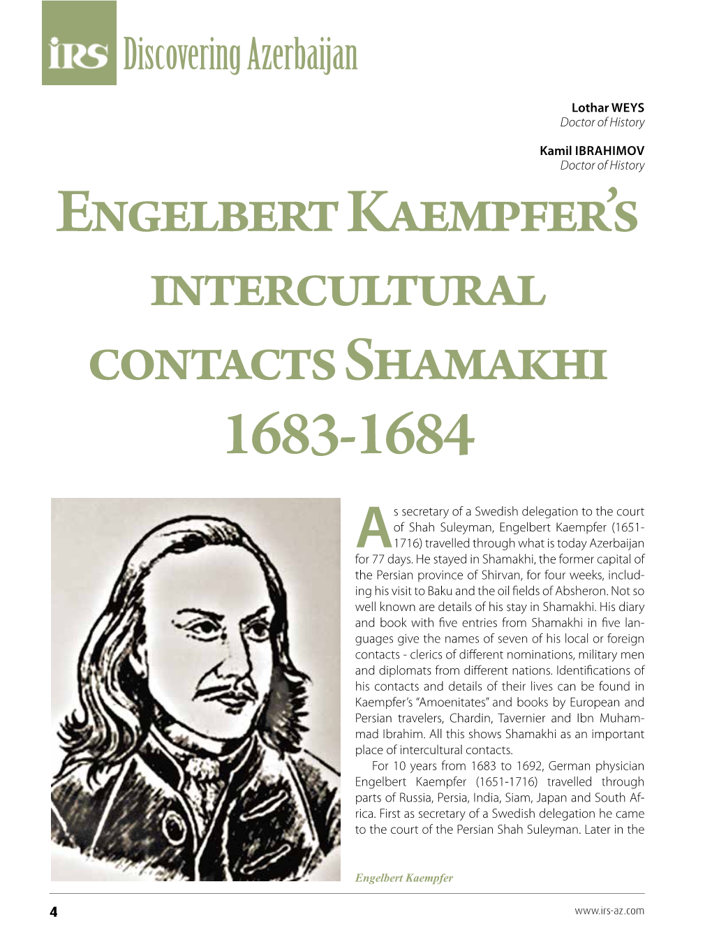 Engelbert Kaempfer's Intercultural Contacts Shamakhi 1683-1684