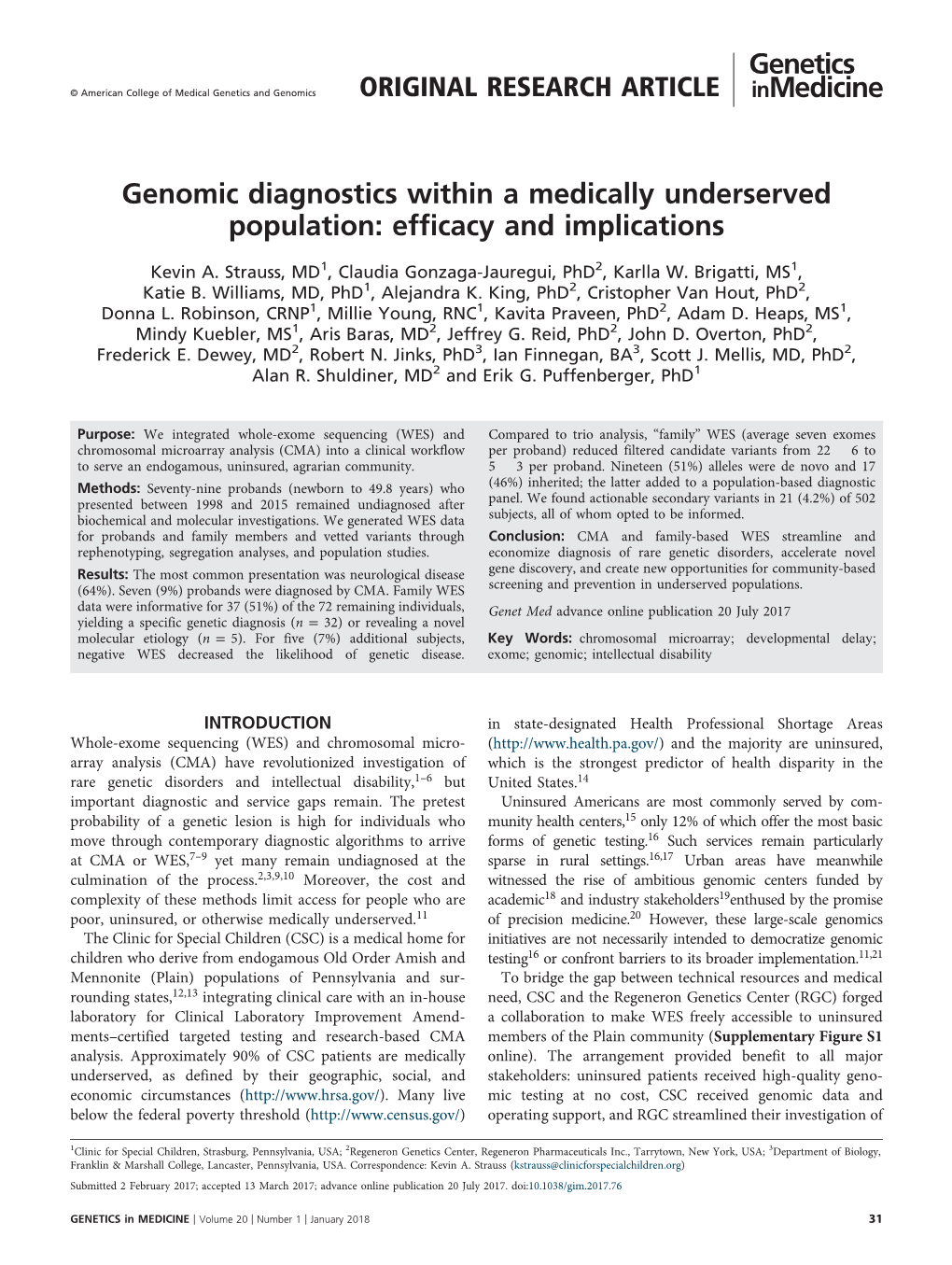 Genomic Diagnostics Within a Medically Underserved Population: Efficacy and Implications