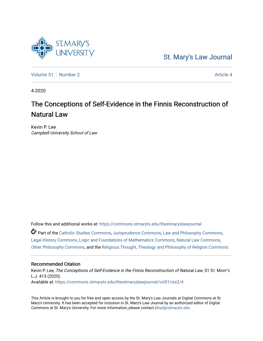 The Conceptions of Self-Evidence in the Finnis Reconstruction of Natural Law