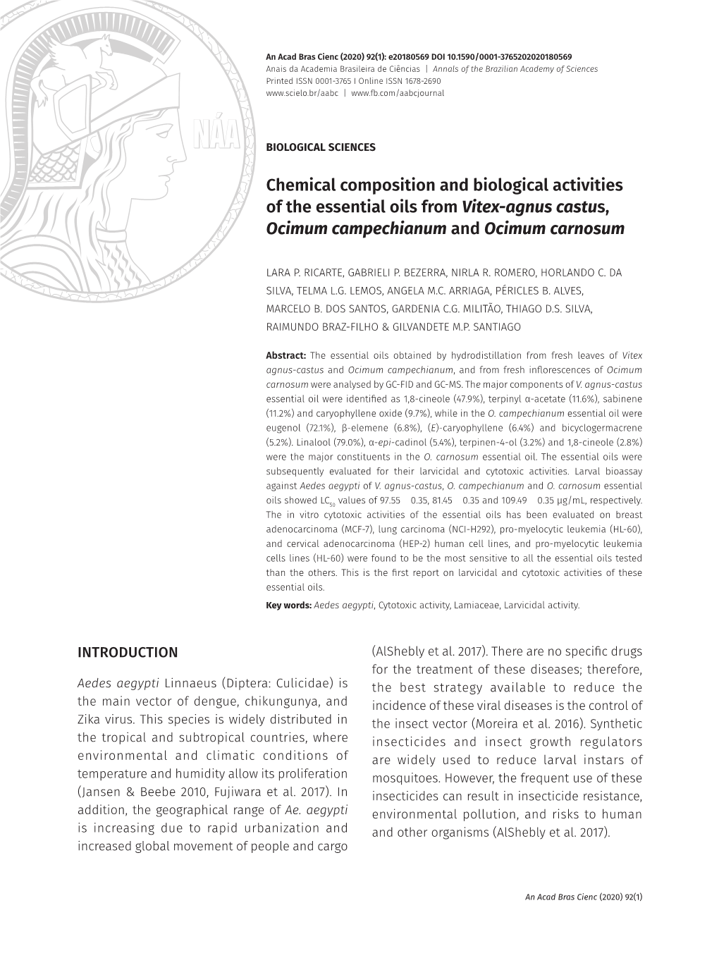 Chemical Composition and Biological Activities of the Essential Oils From