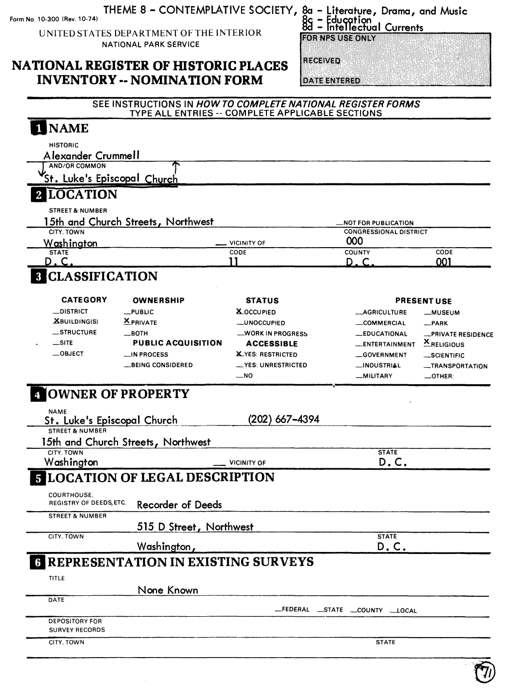 National Register of Historic Places Inventory - Nomination Form