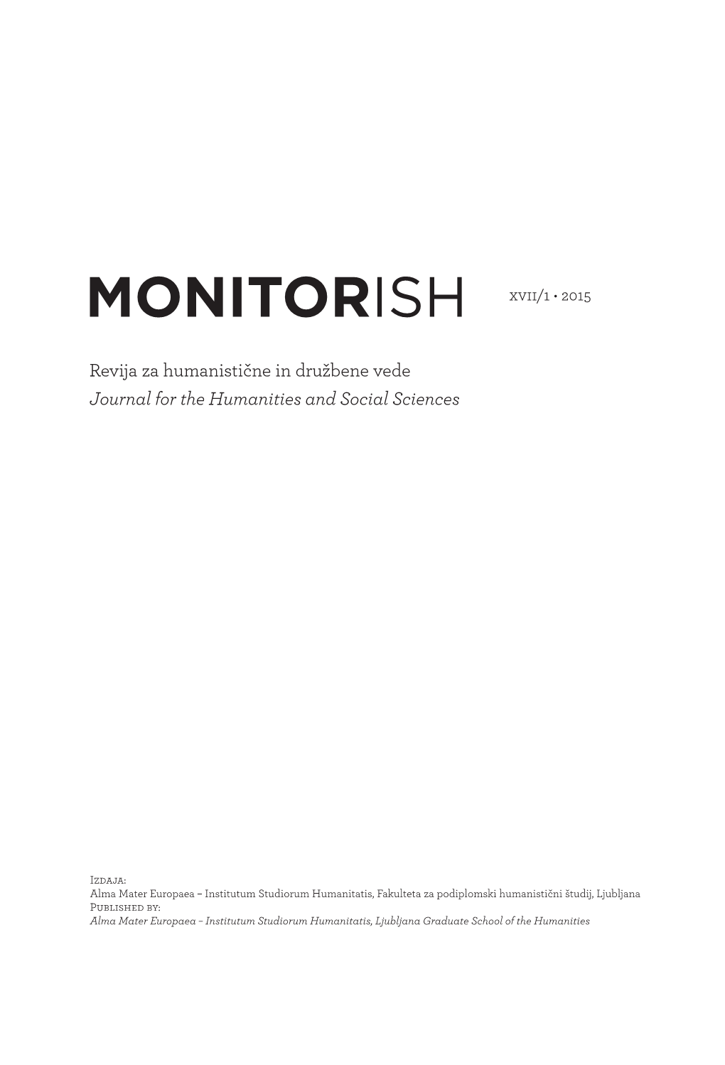 MONITORISH Xvii/1 • 2015