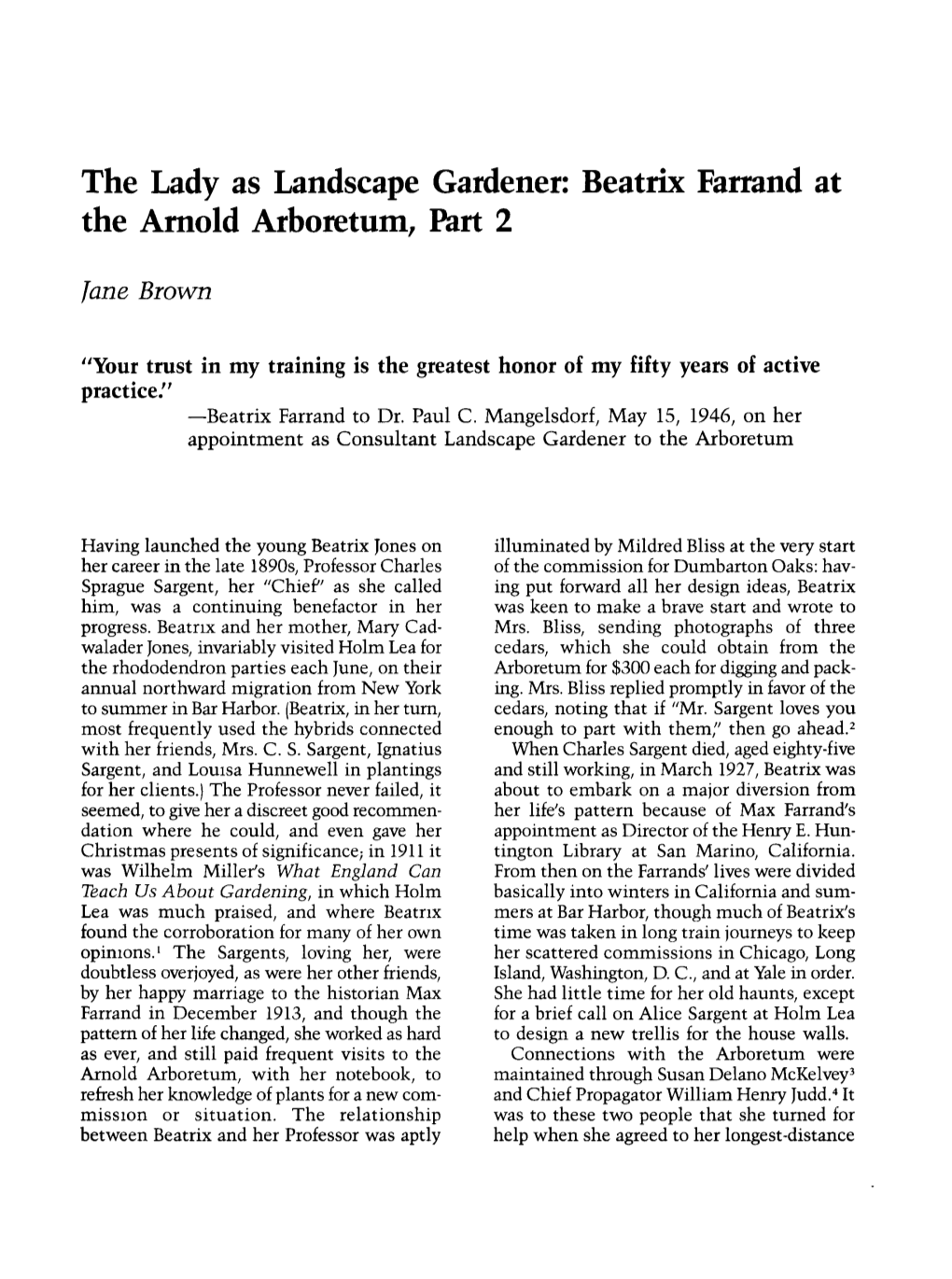 Beatrix Farrand at the Arnold Arboretum, Part 2 Lane Brown