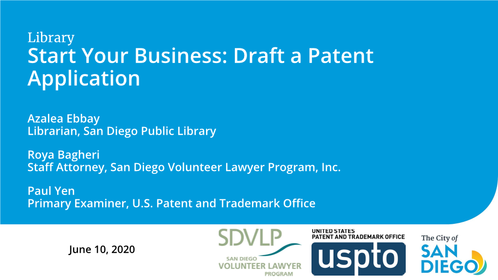 Library Start Your Business: Draft a Patent Application