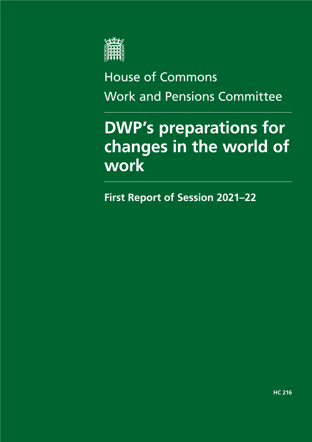 DWP's Preparations for Changes in the World of Work