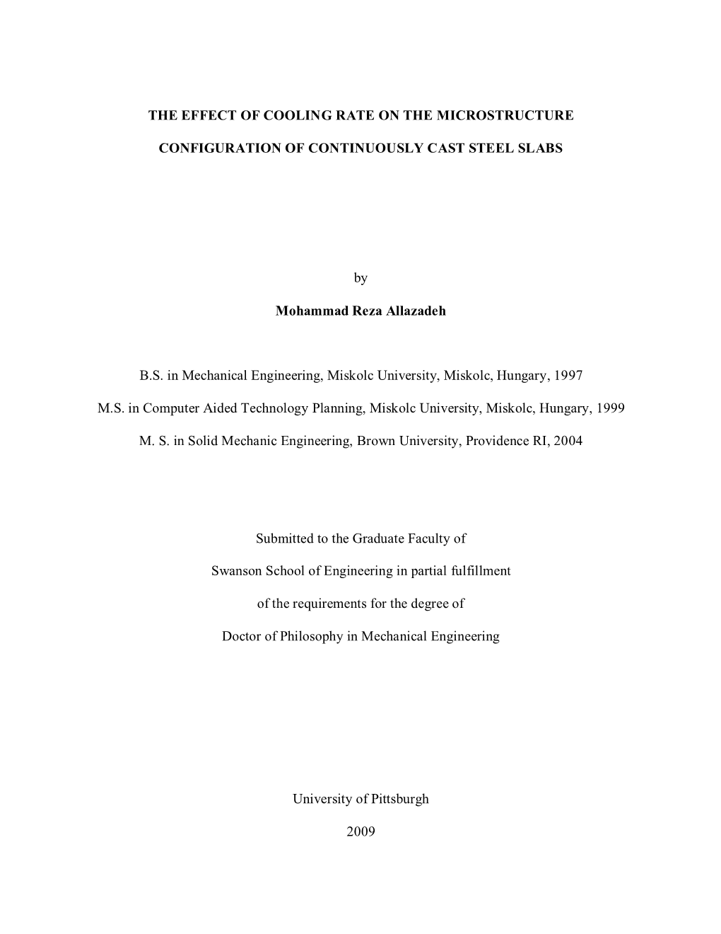 The Effect of Cooling Rate on the Microstructure