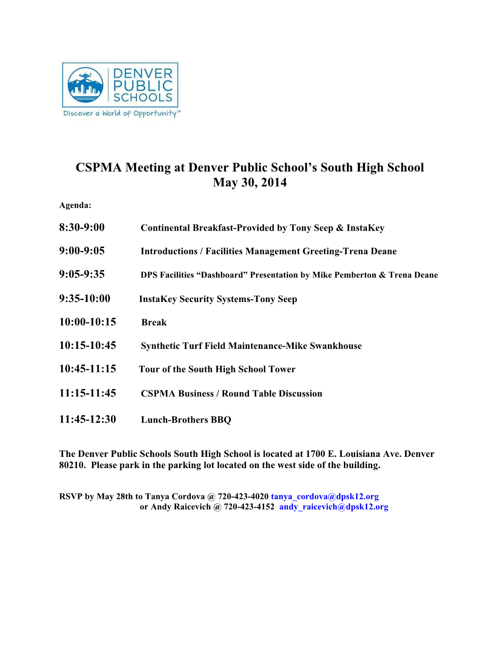 CSPMA Meeting at Denver Public School S South High School