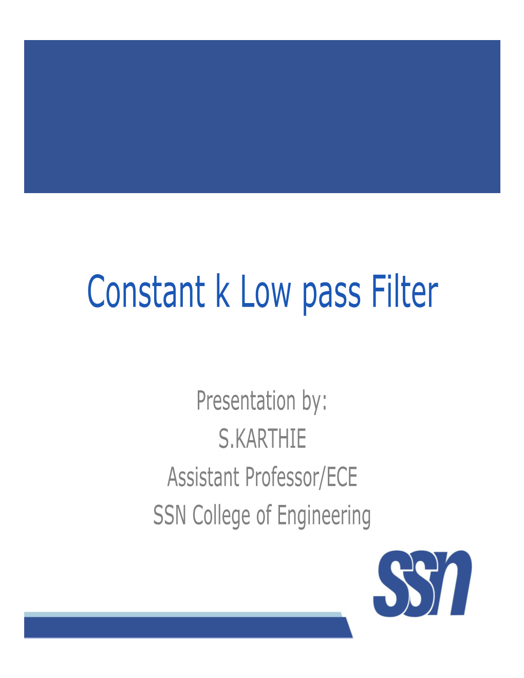 Constant K Low Pass Filter
