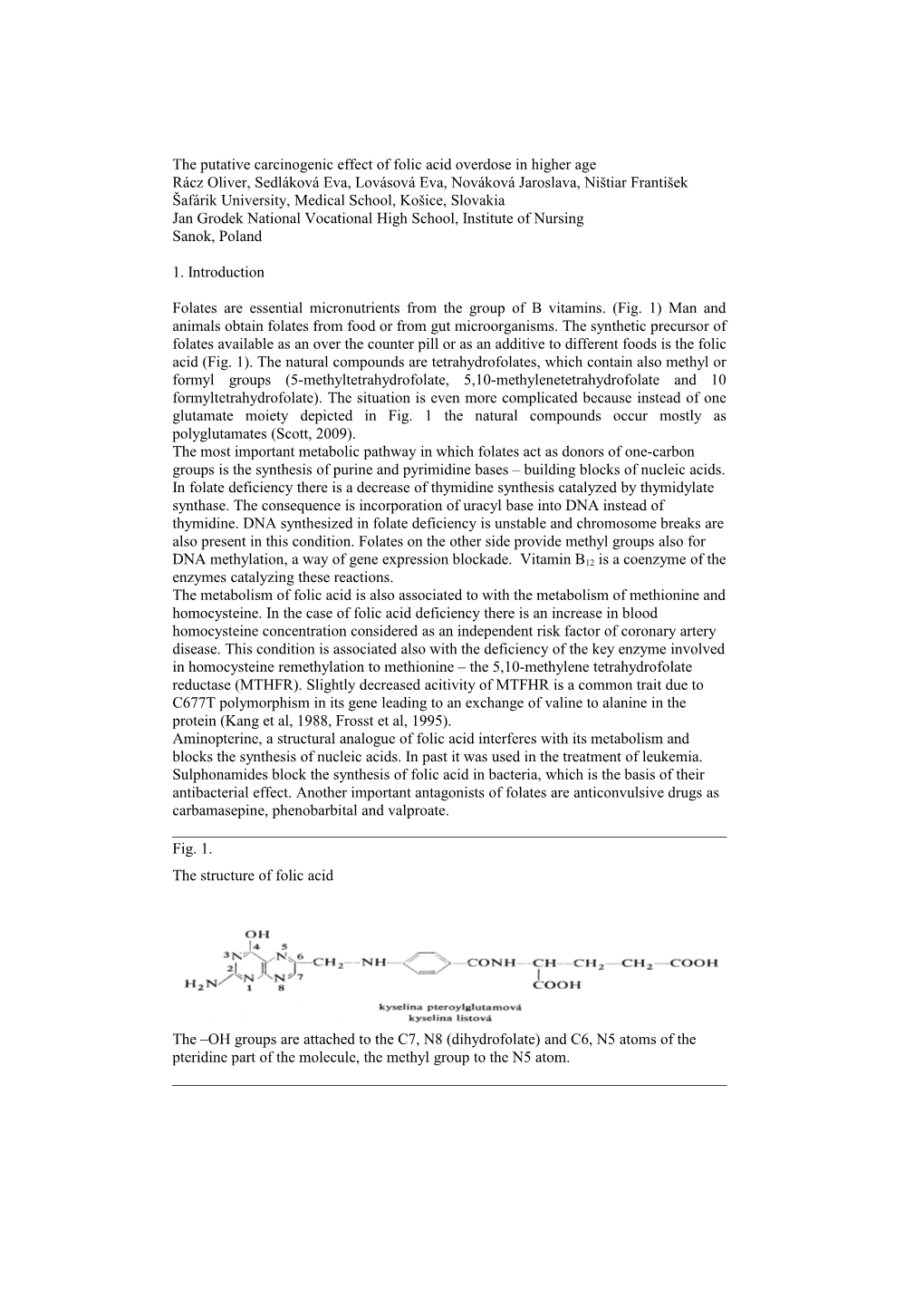 The Putative Carcinogenic Effect of Folic Acid Overdose in Higher Age