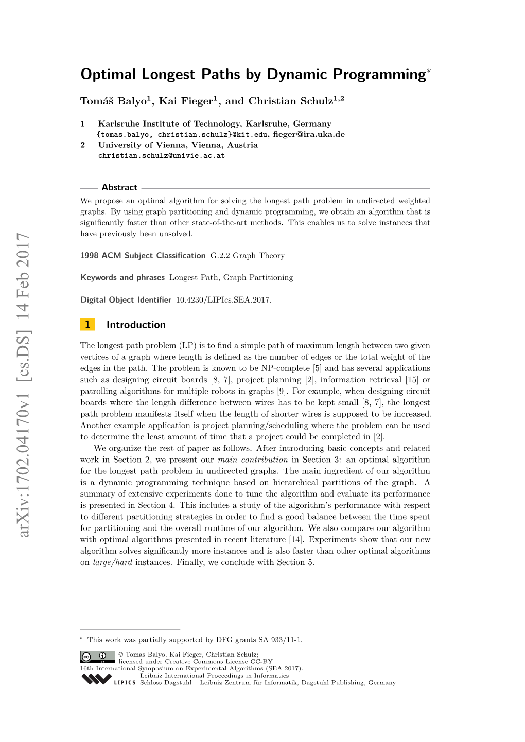 Optimal Longest Paths by Dynamic Programming∗