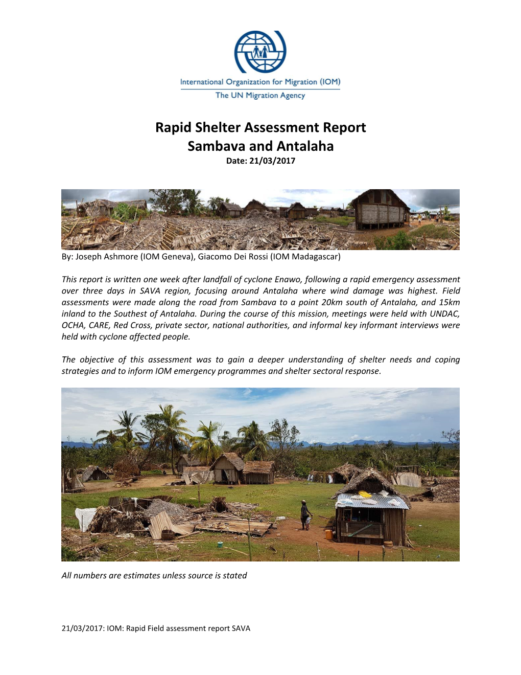 Rapid Shelter Assessment Report Sambava and Antalaha Date: 21/03/2017