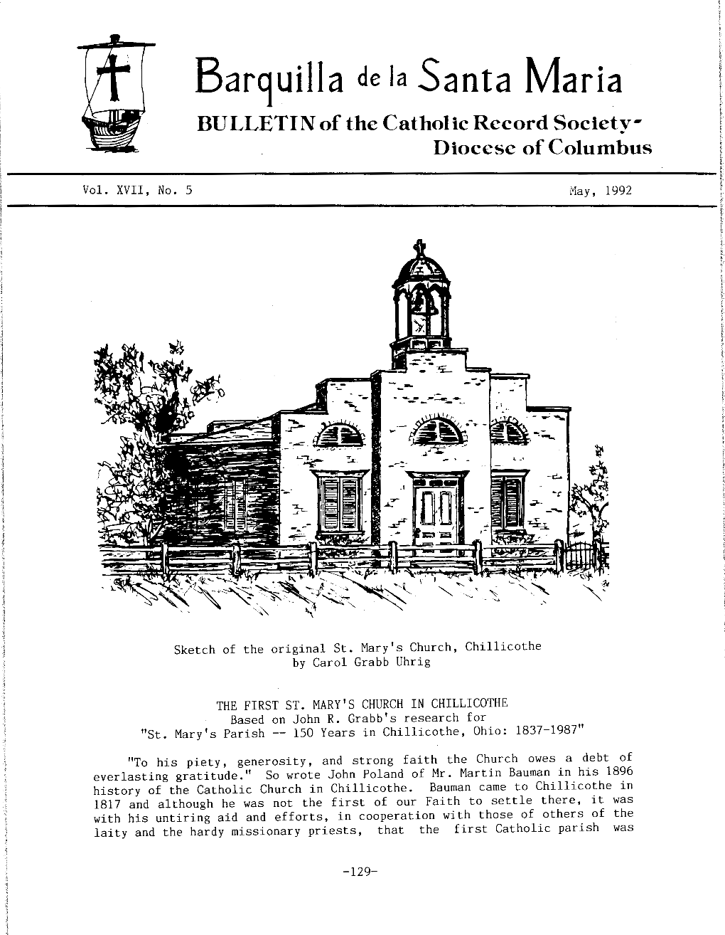 Barquilla De Ia Santa Maria BULLETIN of the Catholic Record Societv