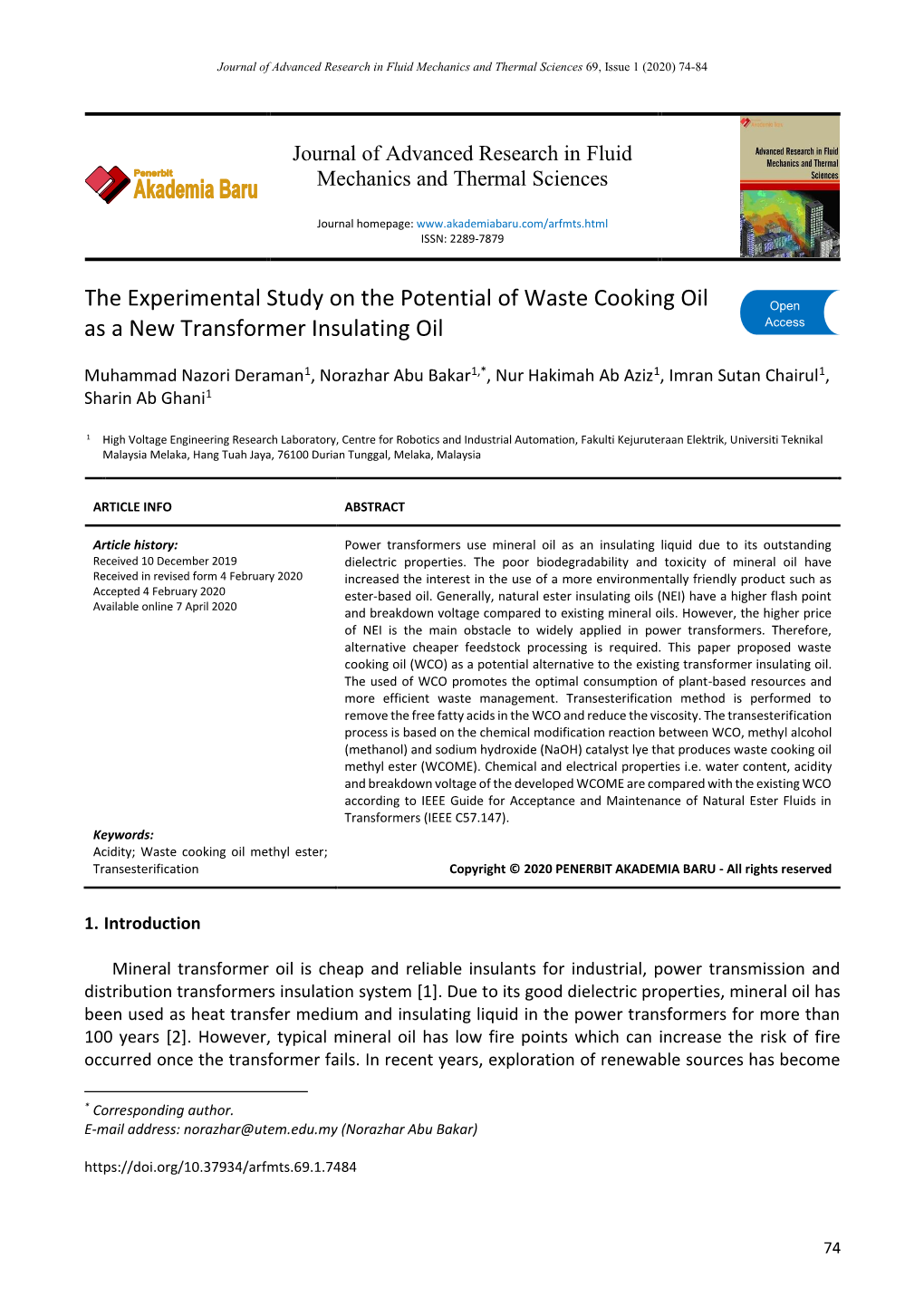 The Experimental Study on the Potential of Waste Cooking Oil As A