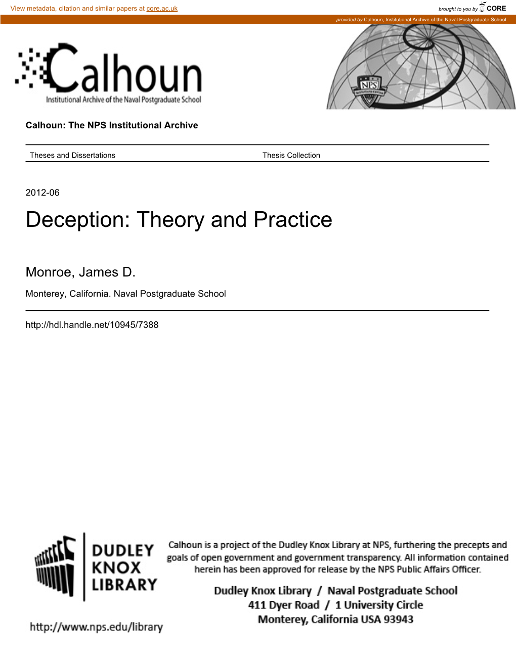 Deception: Theory and Practice