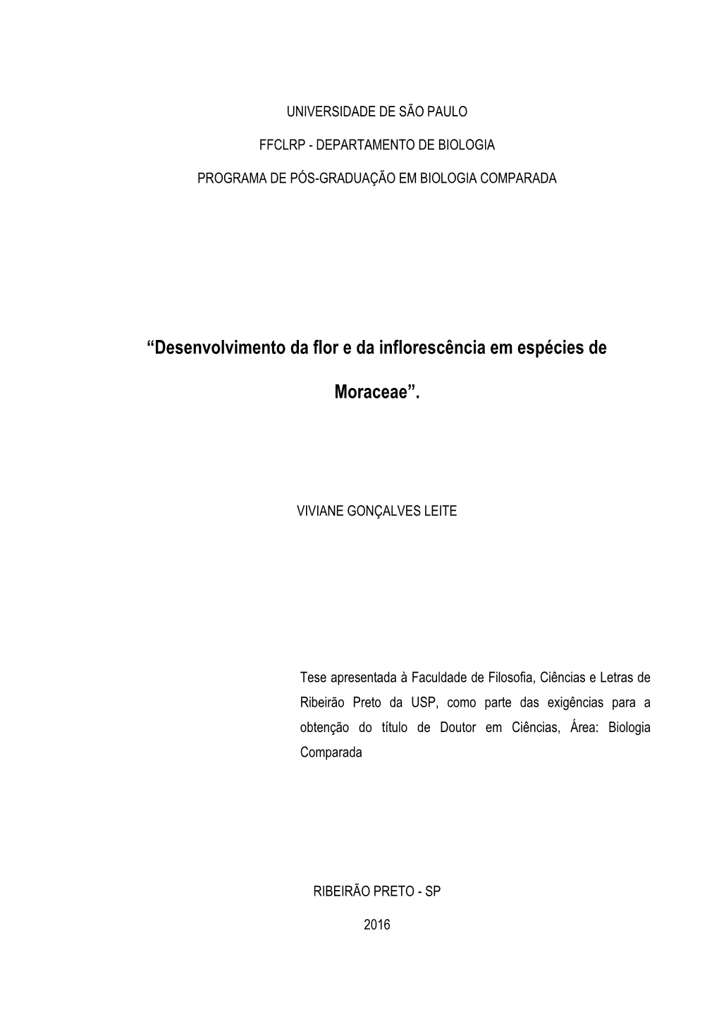 “Desenvolvimento Da Flor E Da Inflorescência Em Espécies De