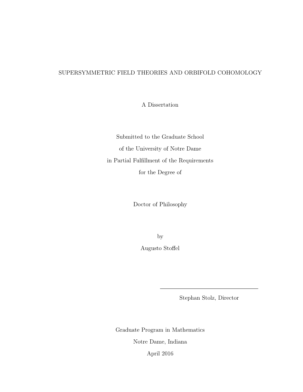 Supersymmetric Field Theories and Orbifold Cohomology