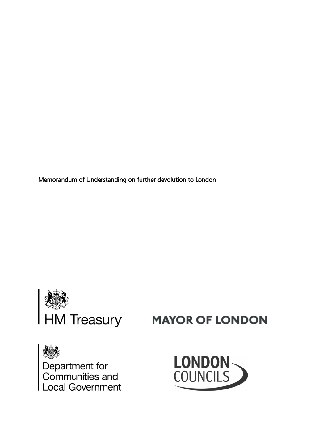 Memorandum of Understanding on Further Devolution to London