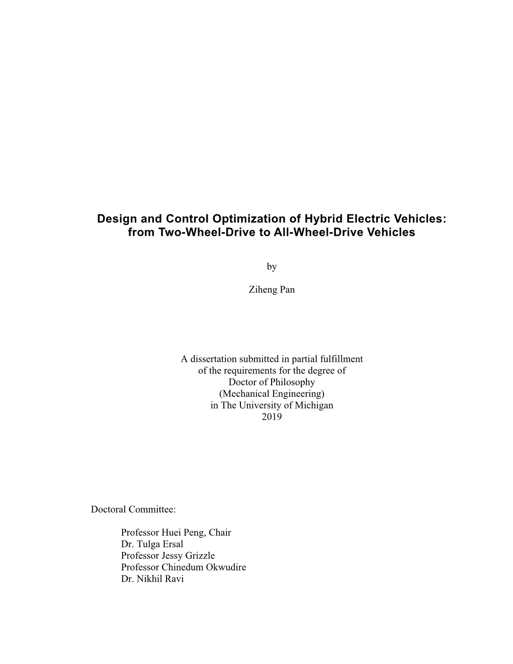 Design and Control Optimization of Hybrid Electric Vehicles: from Two-Wheel-Drive to All-Wheel-Drive Vehicles