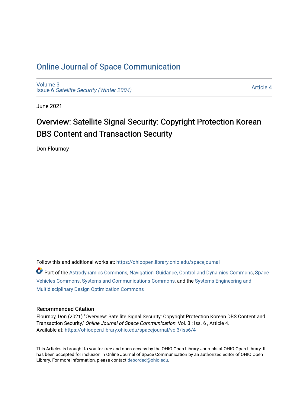 Satellite Signal Security: Copyright Protection Korean DBS Content and Transaction Security