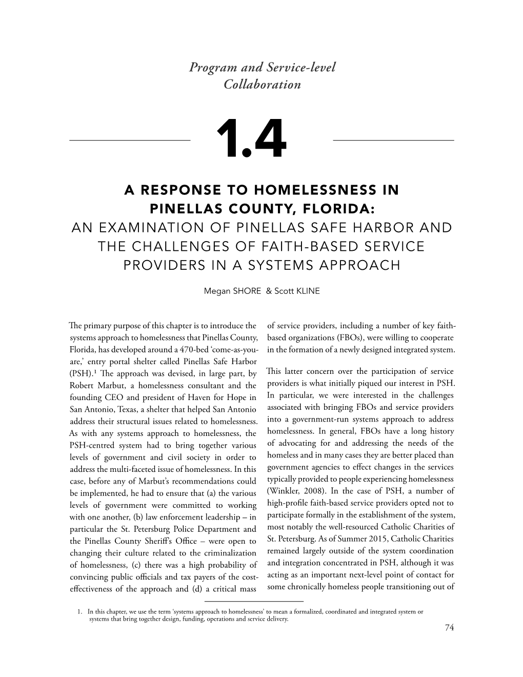 A Response to Homelessness in Pinellas County, Florida