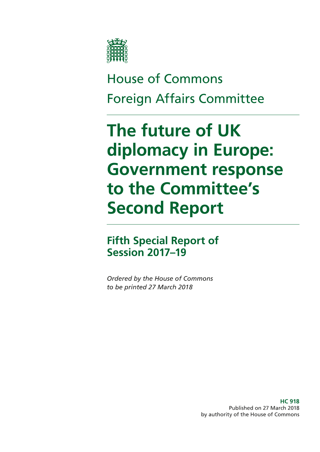 Government Response to the Committee's Second Report