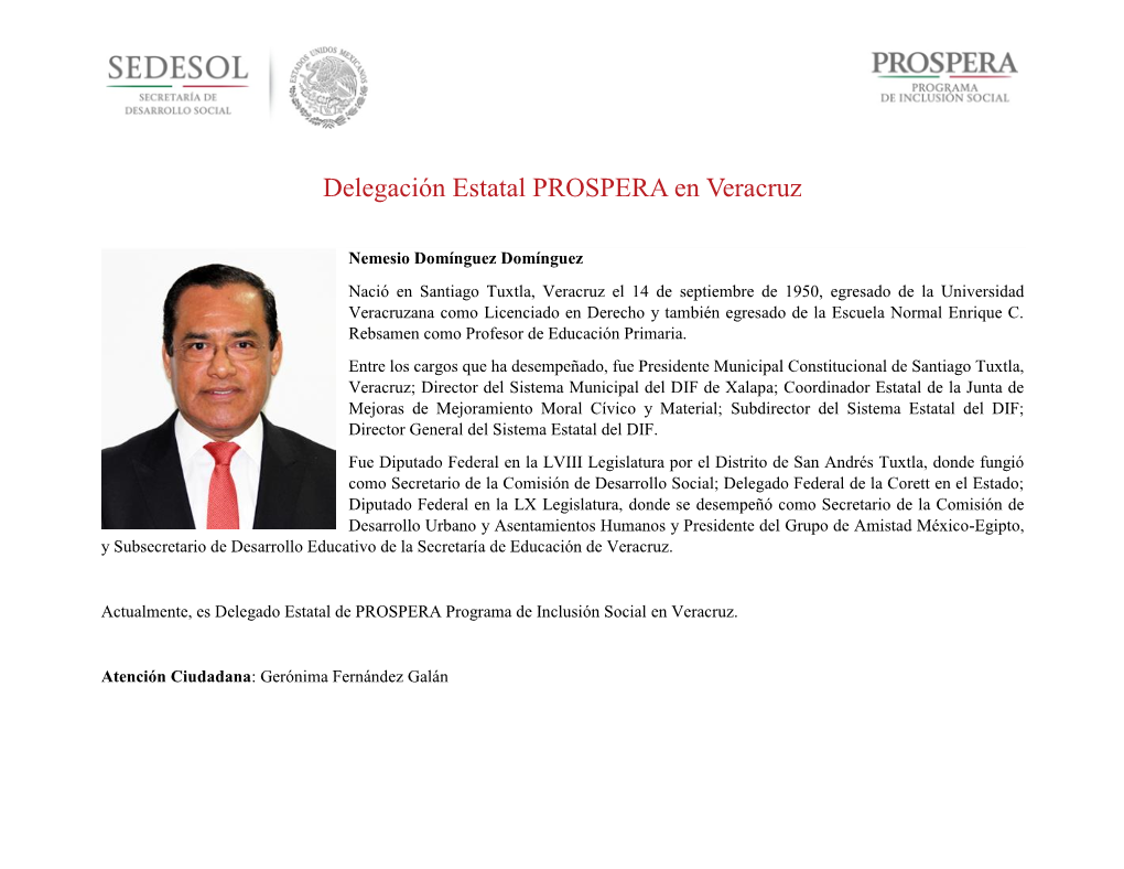 Delegación Estatal PROSPERA En Veracruz