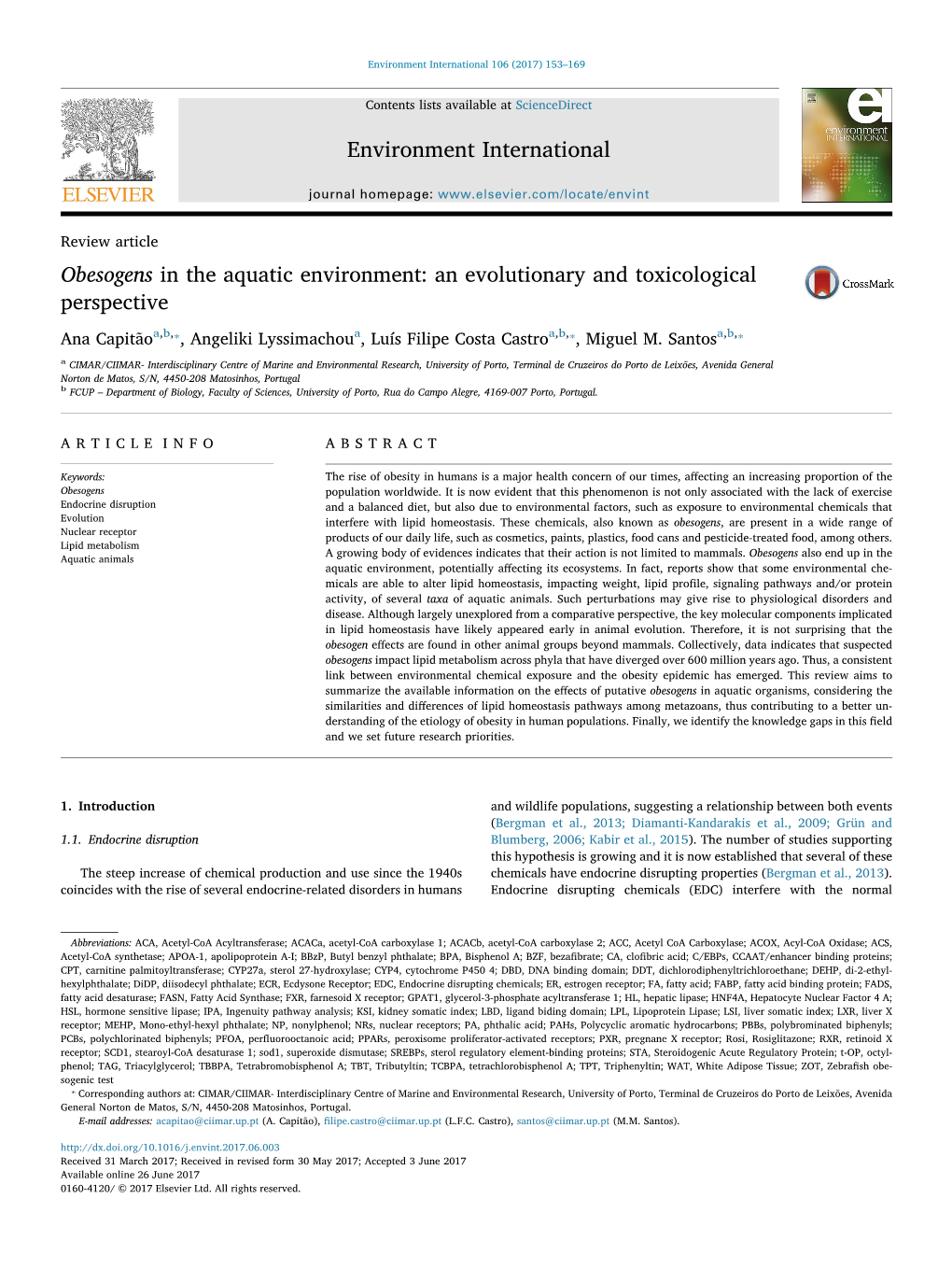 Obesogens in the Aquatic Environment an Evolutionary And