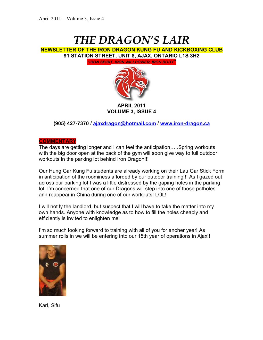 April 2011 Newsletter