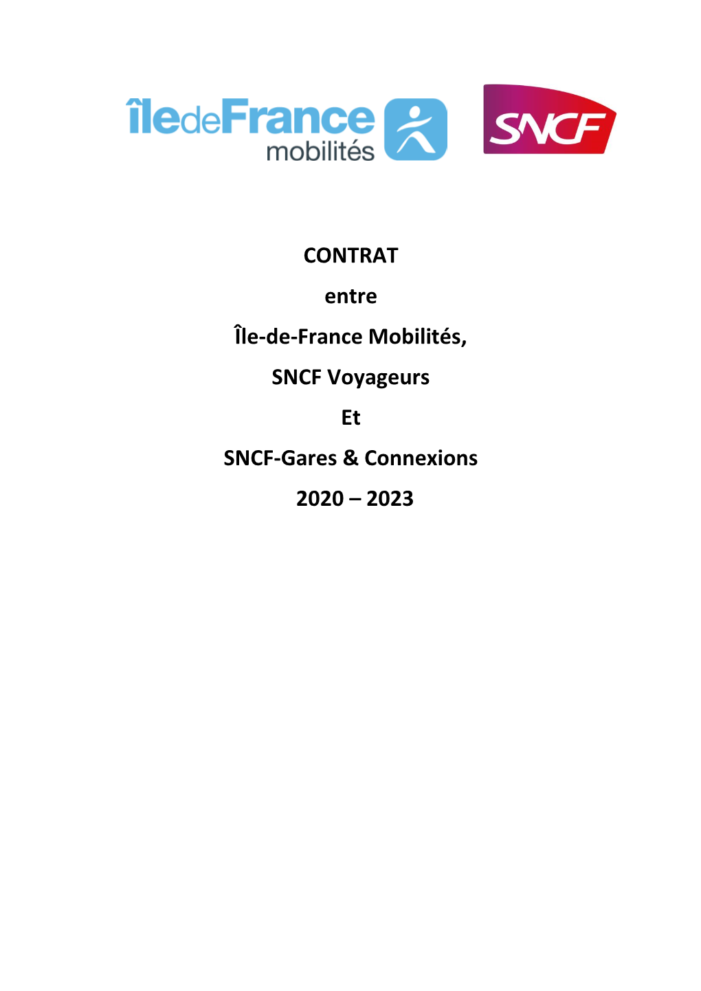 Contrat Idfm Sncf 2020-2023