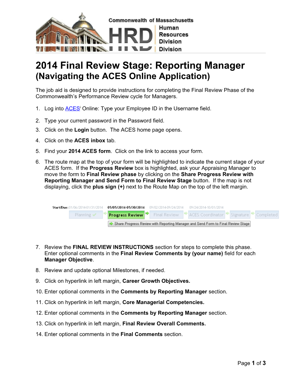 Job Aids - Final Review Stage: Reporting Manager