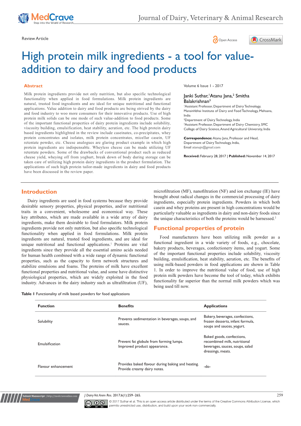 High Protein Milk Ingredients - a Tool for Value- Addition to Dairy and Food Products