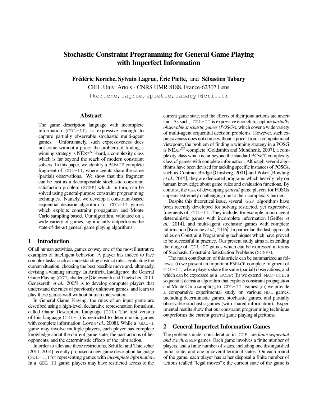 Stochastic Constraint Programming for General Game Playing with Imperfect Information