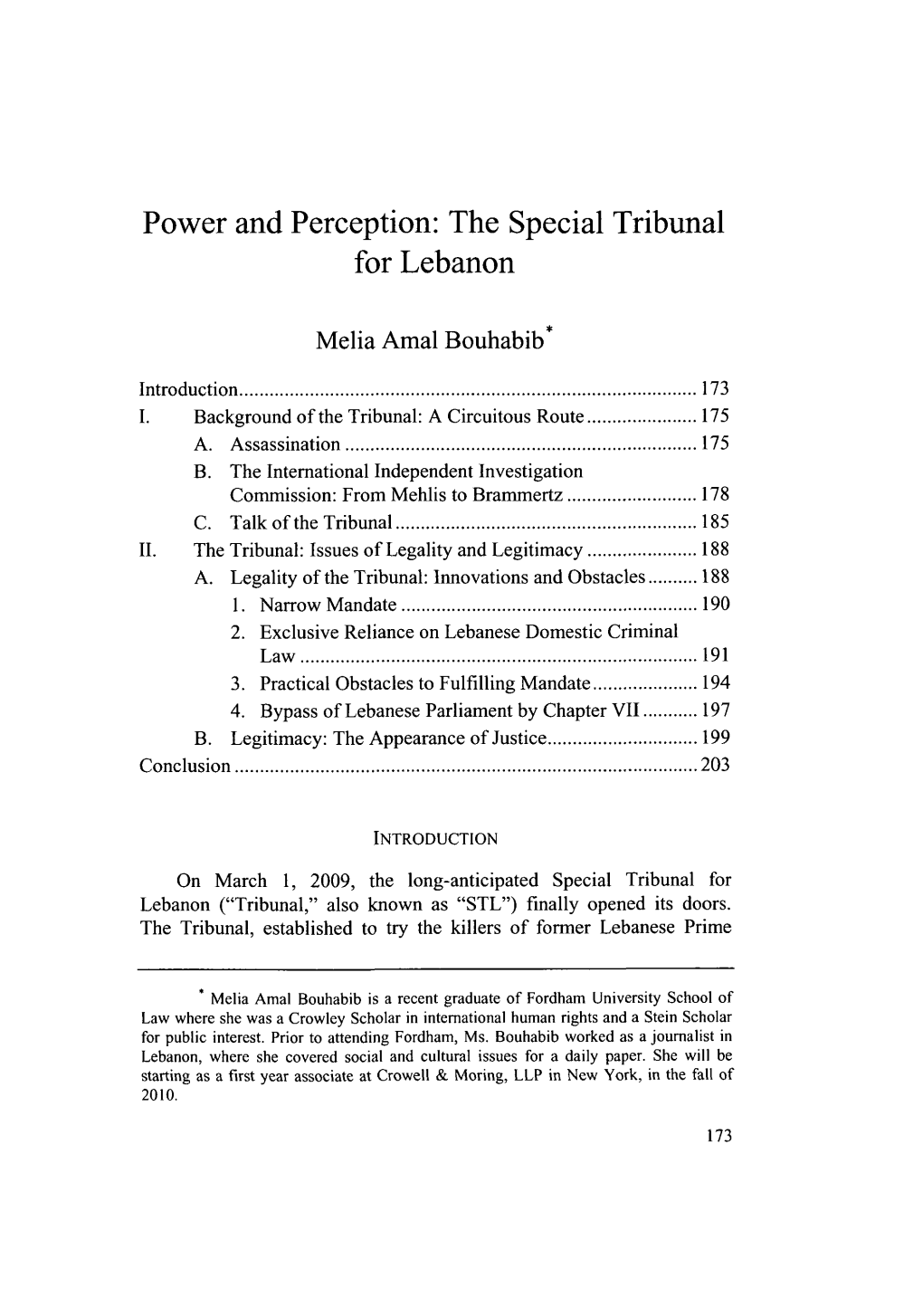 The Special Tribunal for Lebanon