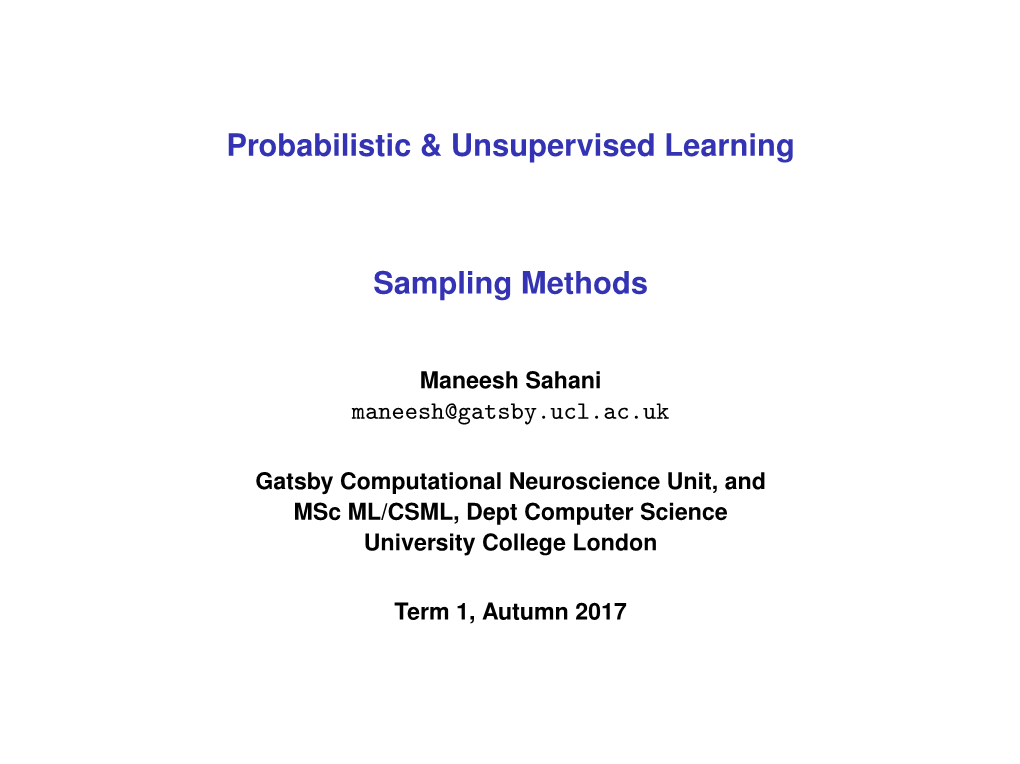 Sampling Methods (Gatsby ML1 2017)