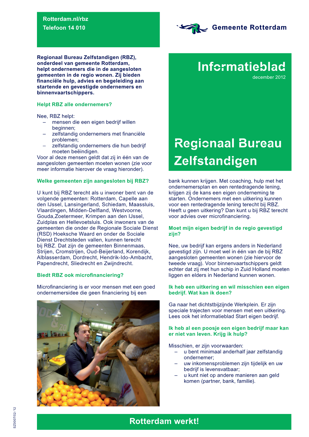 Informatieblad Regionaal Bureau Zelfstandigen