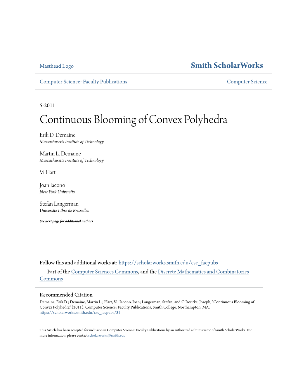 Continuous Blooming of Convex Polyhedra Erik D